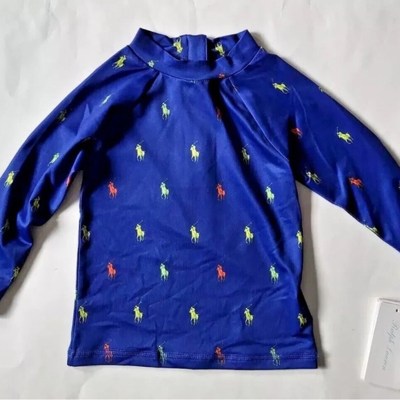 Polo Ralph Lauren Baby Boy`s Swim Shirt Long sleeve Allover Logo 3/6 Months - Picture 1 of 5